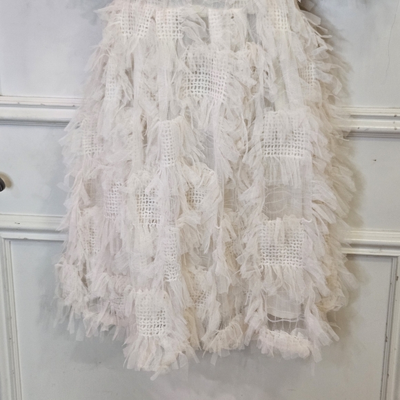 Endless Rose Cream Abstract Textured Mesh Puff Sleeve Mini Dress,Medium - Picture 9 of 16